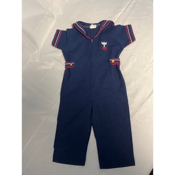 Vintage Sailor Suit -Navy Blue with Red and white trim Little Bitty‎ Size 3T - Picture 2 of 8